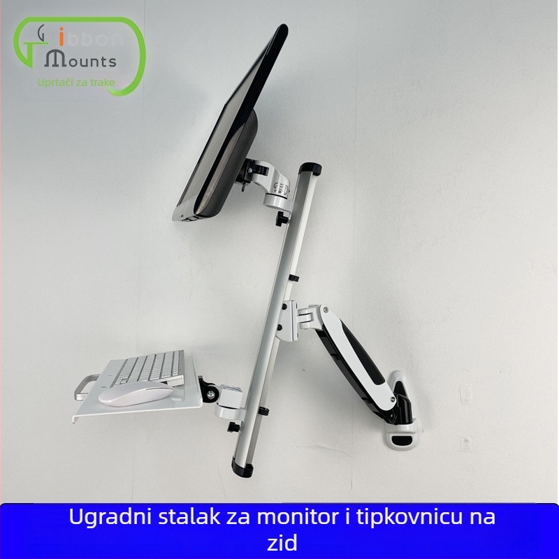 WS04 Monitor nosač od aluminijske legure s podiznim mehanizmom za tipkovnicu – Gibbon, nosivost 0–4.5 kg, težina 6 kg, tip podizanja