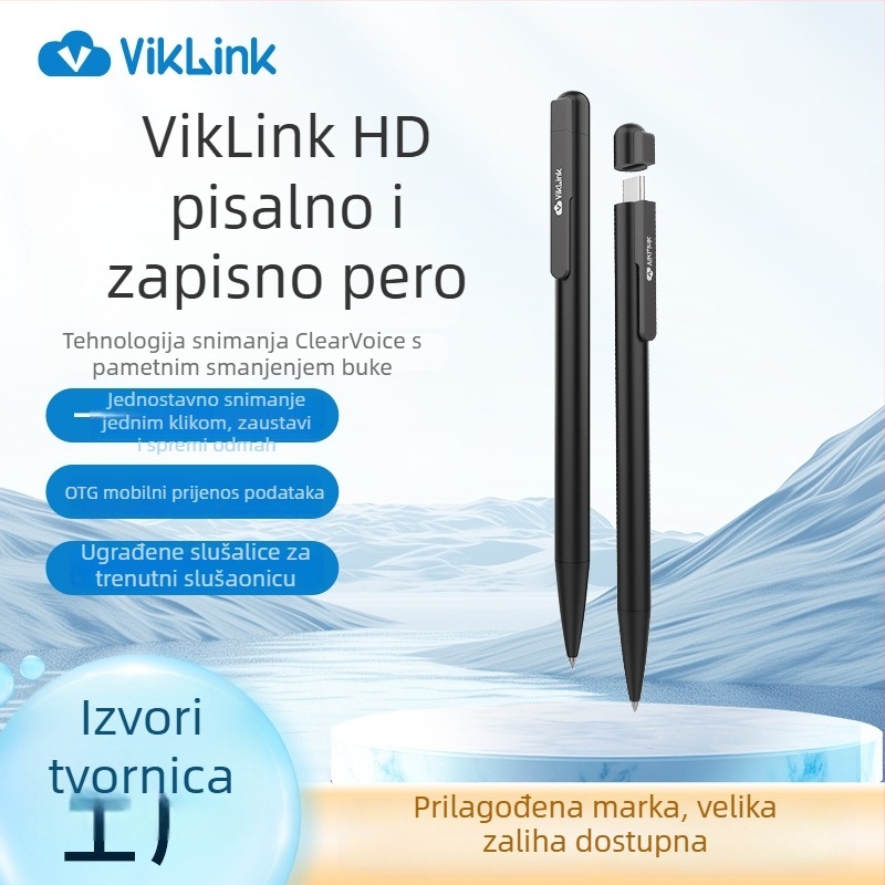 VK VR100 Profesionalno HD zapisno pero s Type-C sučeljem, ugrađeni trodirekcijski mikrofon, 16 sati snimanja, MP3/WMA/WAV formati, kućište od aluminijske legure
