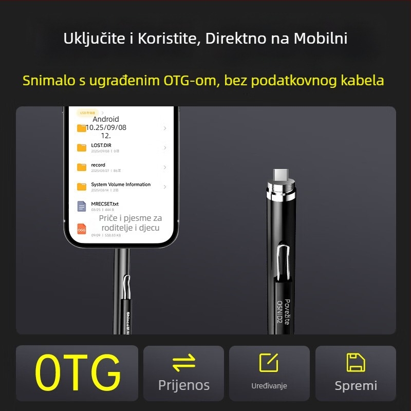 Shinco A06 AI diktafon u obliku olovke s Bluetoothom i prijevodom u stvarnom vremenu, WAV snimanje, oko 10 sati, USB 2.0