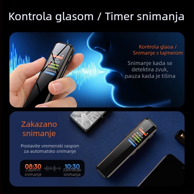 Prijenosni diktofon s HD redukcijom šuma za odvjetnike, 10 sati snimanja