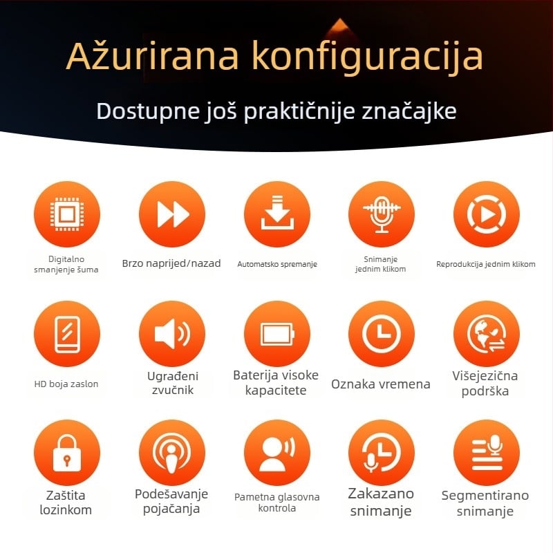 Prijenosni diktofon s HD redukcijom šuma za odvjetnike, 10 sati snimanja