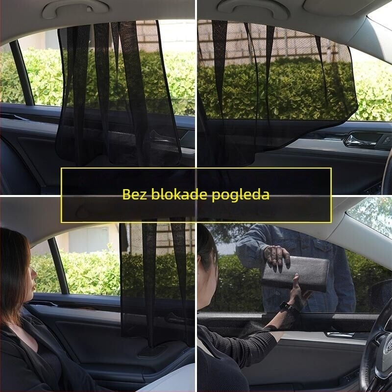 Auto sjenilo za prozor od najlonske mreže, montaža vakuumskim čašicama, univerzalna primjena, 40 g, tisk logotipa