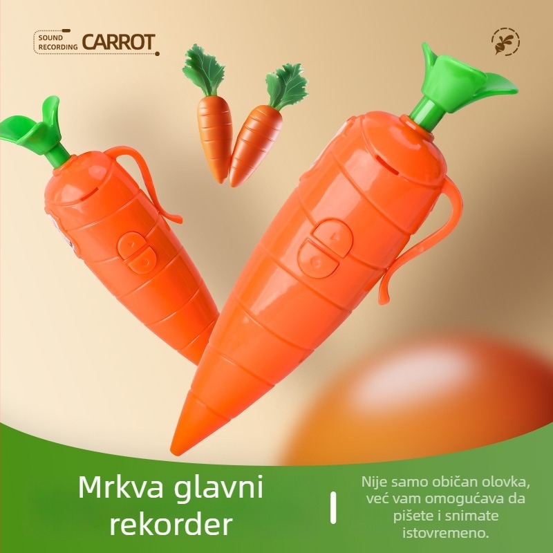 Mrkvom oblika višefunkcionalni uređaj za snimanje glasa s tipkom za olovku, plastično kućište, opcija OEM logotipa
