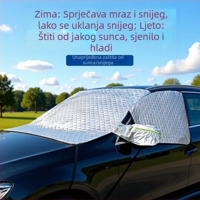 Panel za sunčevu zaštitu automobila za prednje staklo s tri prozora - aluminijska folija, ugradnja, univerzalna prilagodba, minimalistički stil