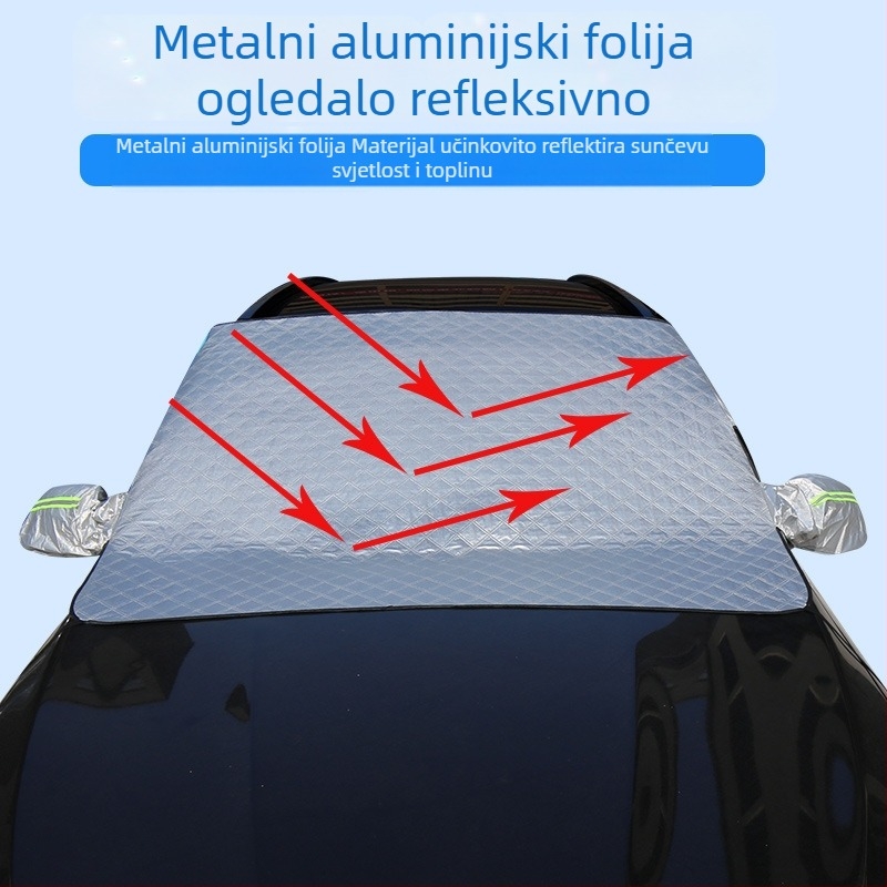Panel za sunčevu zaštitu automobila za prednje staklo s tri prozora - aluminijska folija, ugradnja, univerzalna prilagodba, minimalistički stil