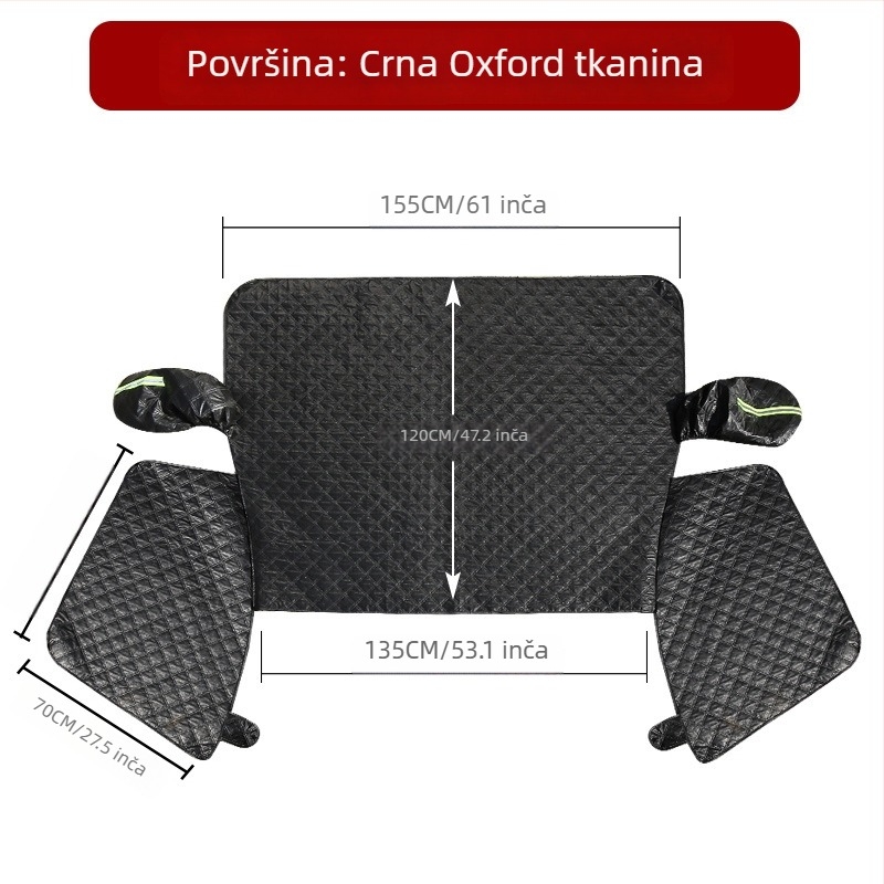 Panel za sunčevu zaštitu automobila za prednje staklo s tri prozora - aluminijska folija, ugradnja, univerzalna prilagodba, minimalistički stil