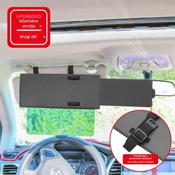 Prijenosna sklopiva sunčana zaštita za automobil, univerzalni model; materijal PU koža + PC/PP ploče; otisak loga; prilagodba; montaža spojnim ugradnjom