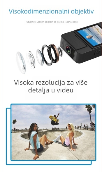 CS06 akcijska kamera s WiFi, 1080P, 1,4-inčni LCD, okretni objektiv, pohranjivanje na TF karticu