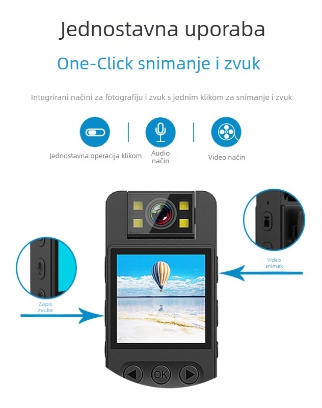 CS06 akcijska kamera s WiFi, 1080P, 1,4-inčni LCD, okretni objektiv, pohranjivanje na TF karticu