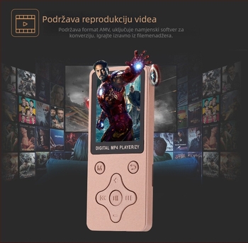 MP4 player s HD zaslonom, AMV video, MP3/WMA zvuk, USB 2.0, podrška TF kartici