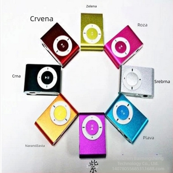 MP3 player s klipom, bez zaslona, USB 2.0, 3,5 mm izlaz, TF kartica podržana, 110 mAh baterija