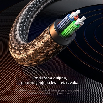 EDELINK AUX001 Produžni kabel za slušalice 3,5 mm, muški–ženski, zlatni konektori, najlonsko opletenje, za PC audio s mikrofonom