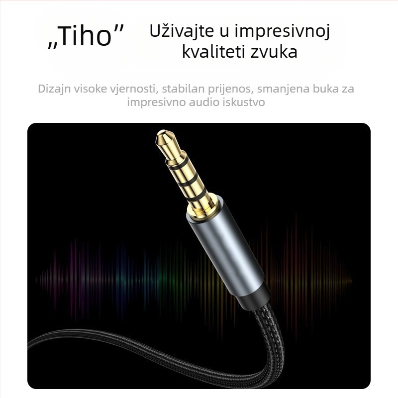 EDELINK AUX001 Produžni kabel za slušalice 3,5 mm, muški–ženski, zlatni konektori, najlonsko opletenje, za PC audio s mikrofonom