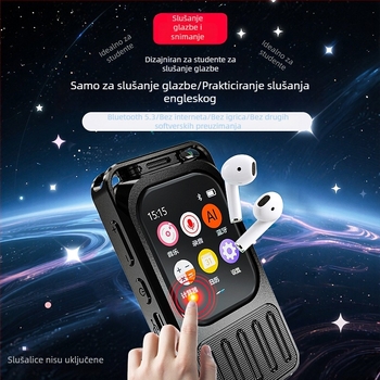 Glasovni snimač i MP3 player s zaslonom osjetljivim na dodir i Bluetoothom, podrška TF kartici, 60-satno trajanje baterije, funkcija snimanja