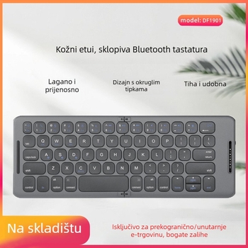 DF1901 Bluetooth sklopiva tipkovnica — ultra tanka, punjiva, ergonomska, kompatibilna s mobitelima, tabletima, prijenosnim računalima i računalima