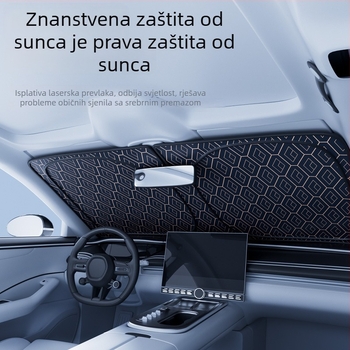 Automobilska sjenila za prednje staklo s dijamantnim laserskim uzorkom, sklopiva aluminijska folija, ugradnja klikom, univerzalna primjena, mogućnost tlačenja logotipa