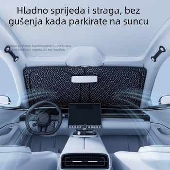 Automobilska sjenila za prednje staklo s dijamantnim laserskim uzorkom, sklopiva aluminijska folija, ugradnja klikom, univerzalna primjena, mogućnost tlačenja logotipa