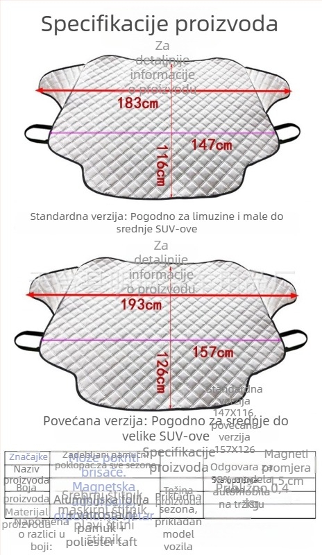 Auto zaštita od sunca za prednje staklo i izolaciju topline