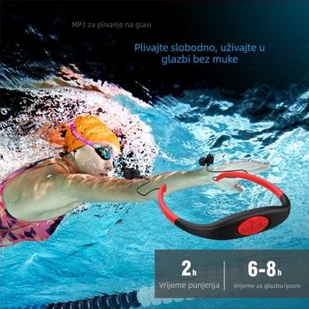 MP3 player za nošenje na glavi IPX8, Bluetooth, FM radio, MP3/WMA reprodukcija, 180mAh baterija (do 8 sati)