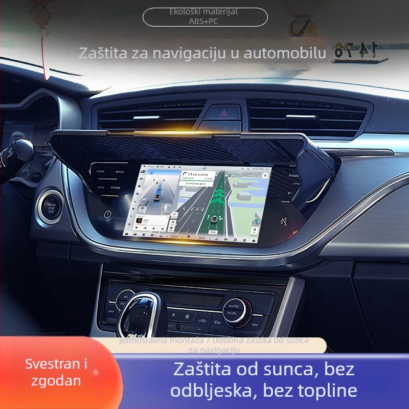 Sjenilo za automobilni zaslon: centarni zaslon, anti-refleksija, ABS materijal, teleskopijska montaža, opća kompatibilnost, moguć ispis logotipa, licencirana privatna marka