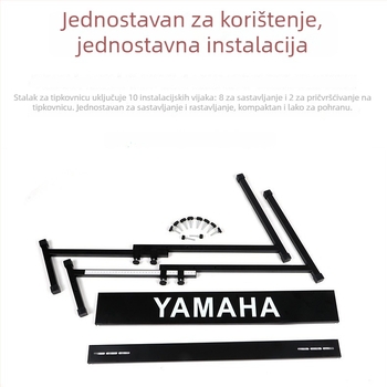 Z-oblika stalak za električne klavijature, metalni okvir, podesiva visina, podržava 61- i 88-klavijature, kompatibilan s Yamaha i Casio