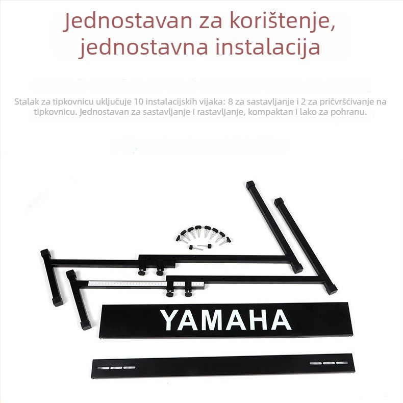 Z-oblika stalak za električne klavijature, metalni okvir, podesiva visina, podržava 61- i 88-klavijature, kompatibilan s Yamaha i Casio