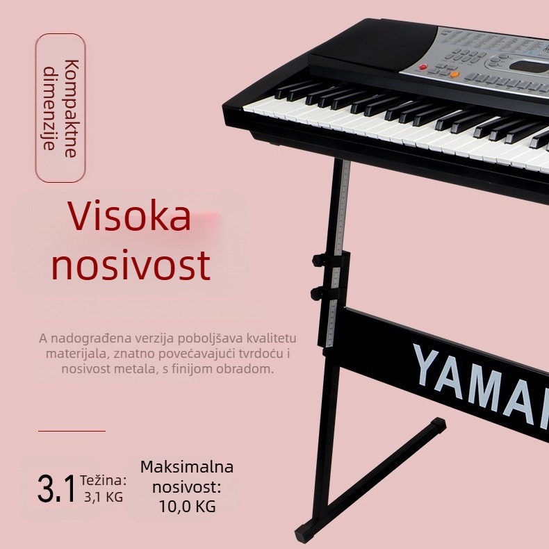 Z-oblika stalak za električne klavijature, metalni okvir, podesiva visina, podržava 61- i 88-klavijature, kompatibilan s Yamaha i Casio