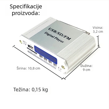 HY-1008 Auto MP3 player s USB/SD kartom, FM radio i ugrađeni pojačivač