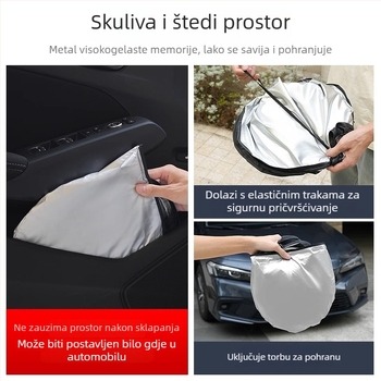 Auto sjenilo za prednje staklo – titanij tkanina, ugradnja klipom, univerzalni model, jednostavan stil, geometrijski uzorak