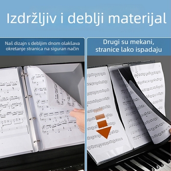 A4 partituran s klipsama za klavir, drveni okvir, spremnik za note