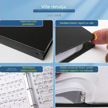 A4 partituran s klipsama za klavir, drveni okvir, spremnik za note
