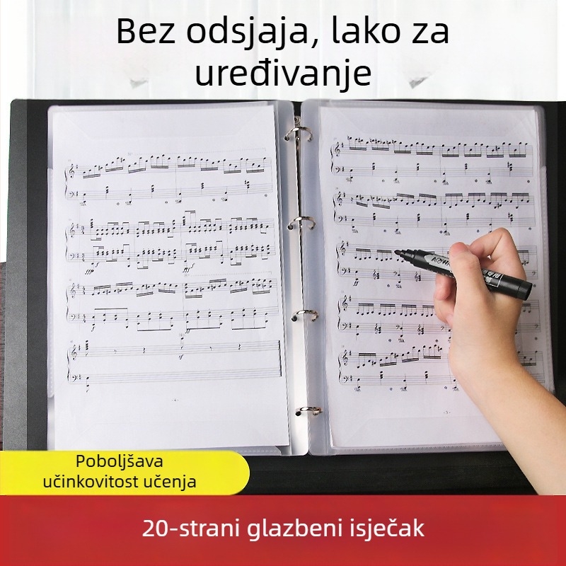 A4 partituran s klipsama za klavir, drveni okvir, spremnik za note