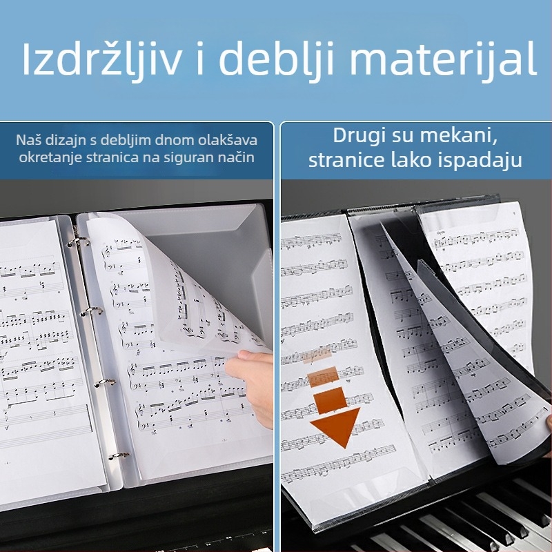 A4 partituran s klipsama za klavir, drveni okvir, spremnik za note