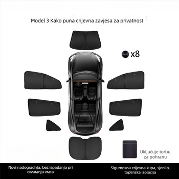 Tesla Model Y zavjesa za bočne prozore, Oxford tkanina, viseći tip, privatnost i zaštita od sunca