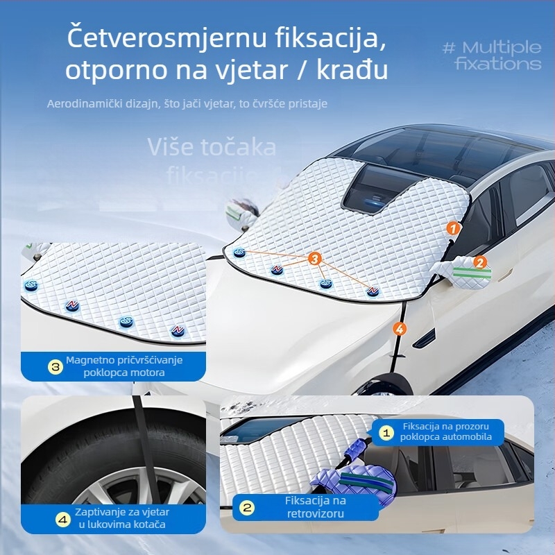 Auto sunčana zaštita za prednje staklo, debeli toplinski štit, univerzalna prilagodba, ugrađena instalacija