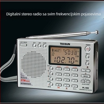 Desheng PL-380 radio s punim rasponom, digitalnim tuniranjem, stereo zvuk, ugrađeni zvučnik, digitalni prikaz