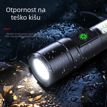 Ručni LED fenjer od aluminijske legure, punjiv, 5W, 1200mAh, domet 200-500 m