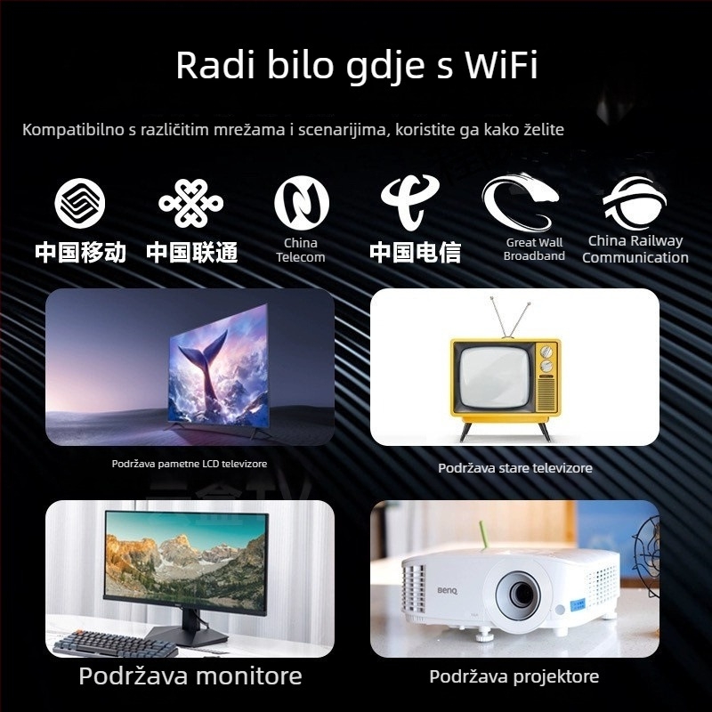 4K mrežni TV box s 16 GB pohrane, 128 MB RAM, Wi‑Fi, AV/HDMI/USB sučelja, 3840x2160