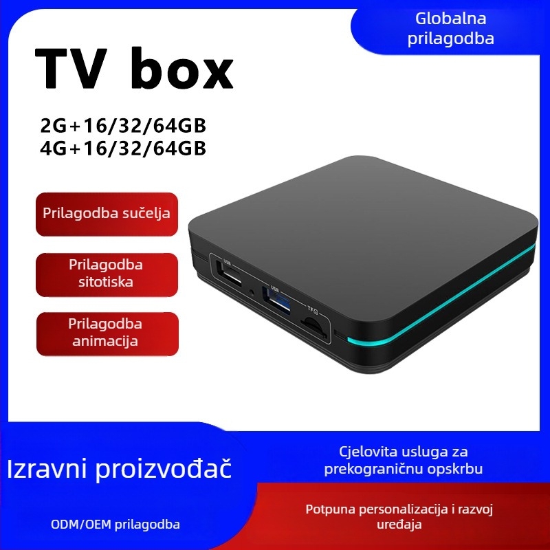 Android 4K set-top kutija s procesorom H618, 4GB RAM, 16–128GB skladište