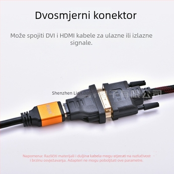 HDMI na DVI adapter | DVI priključak, adapter kartica, srebrnasto prekriveno jezgro, brzina prijenosa 1, jednostruki priključak