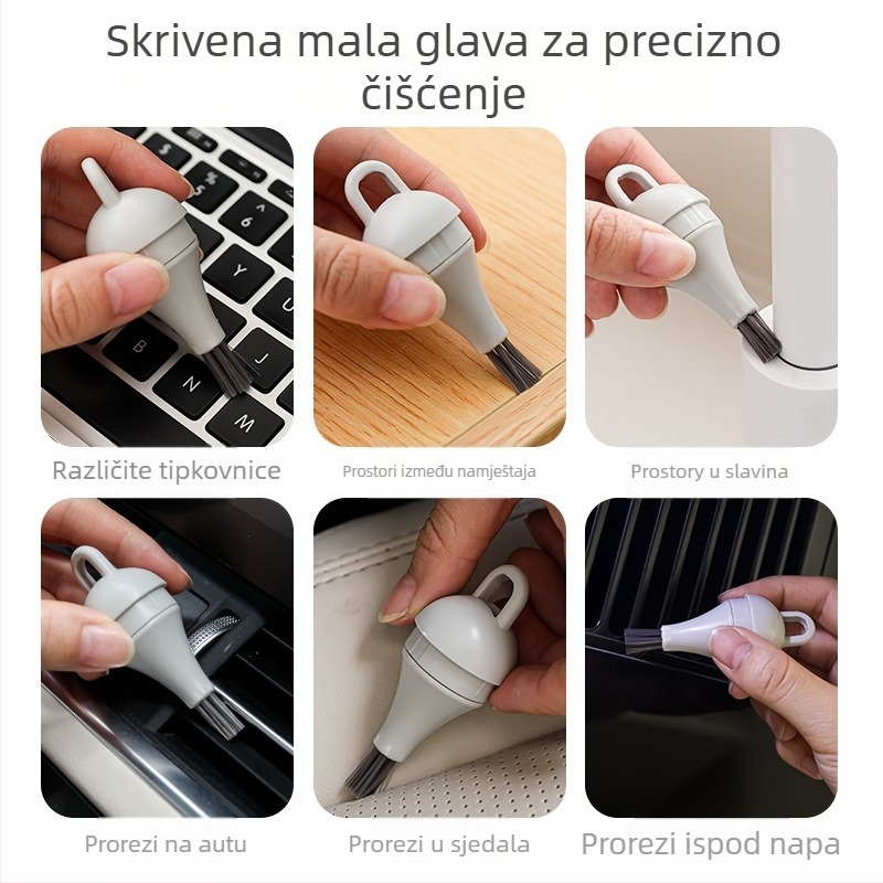 Četka za čišćenje pukotina — prijenosna, odvojiva, s četkom za tipkovnicu i prašinu za prag prozora s mekanim dlačicama