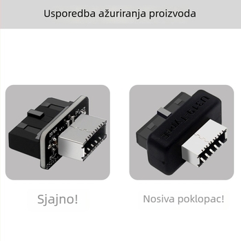 Type-E USB header adapter kartica: 19/20-pin na Type-E sučelje, prednja ploča s Type-C priključkom