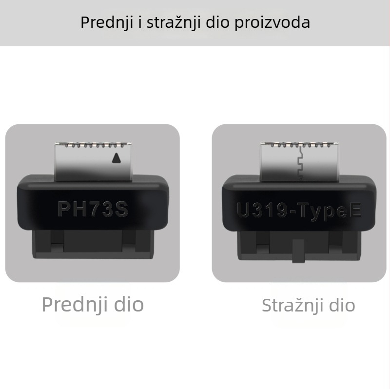 Type-E USB header adapter kartica: 19/20-pin na Type-E sučelje, prednja ploča s Type-C priključkom