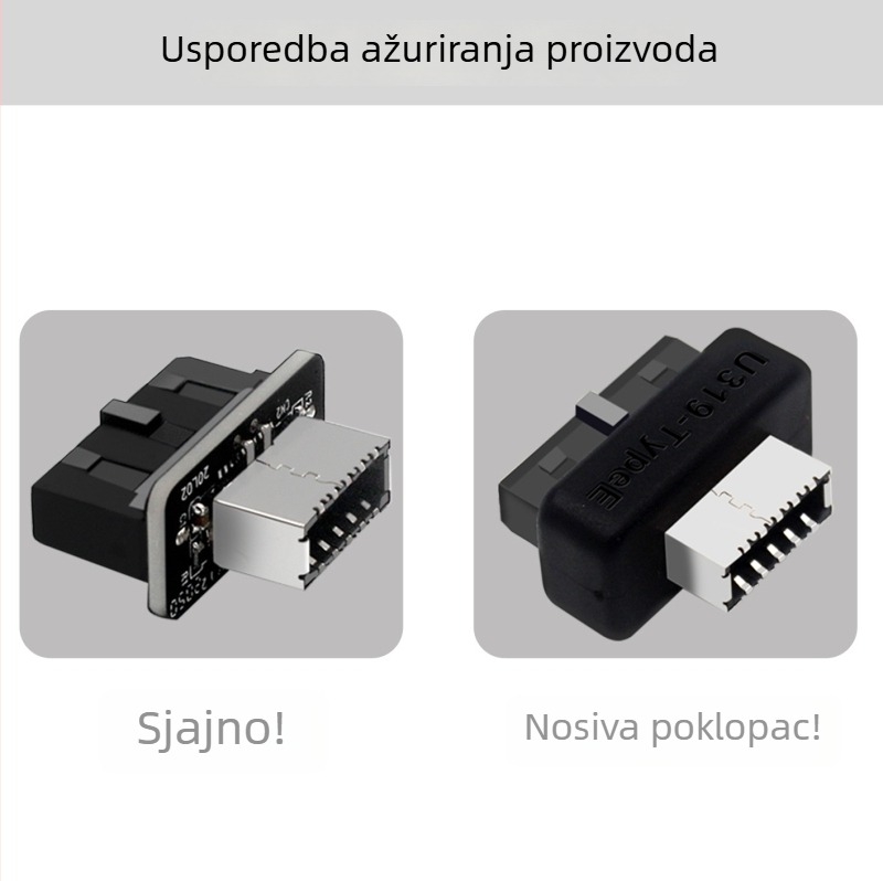 Type-E USB header adapter kartica: 19/20-pin na Type-E sučelje, prednja ploča s Type-C priključkom