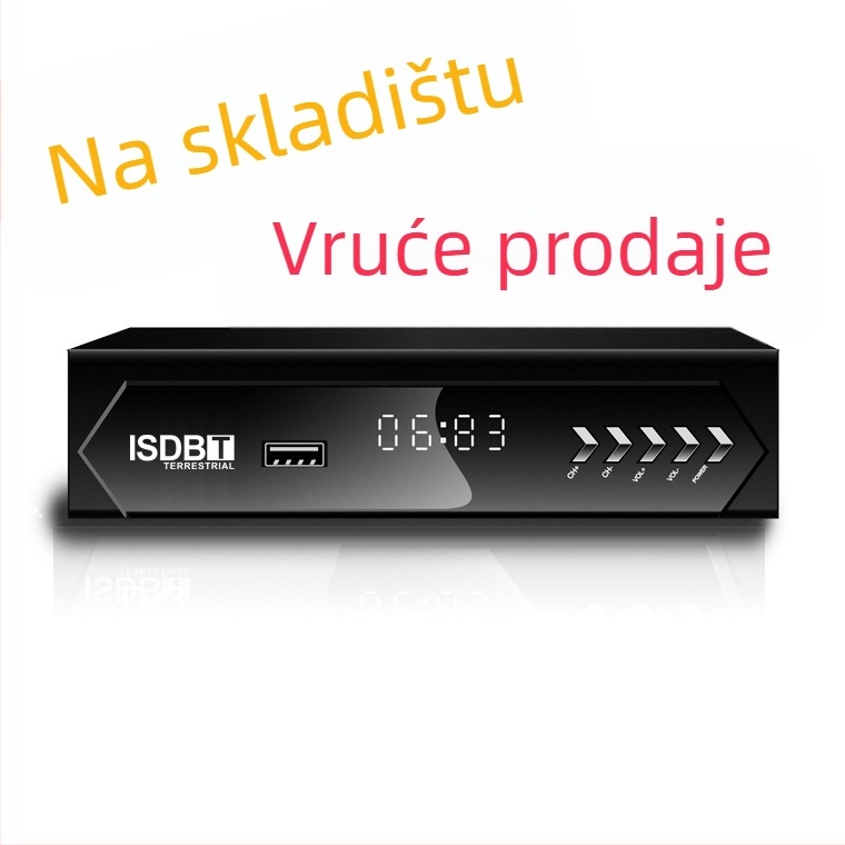 DVB-T2 ISDB-T set-top box, 1080p, 512MB RAM, ECOS OS, GX chipset, USB i Wi-Fi, AV izlazi