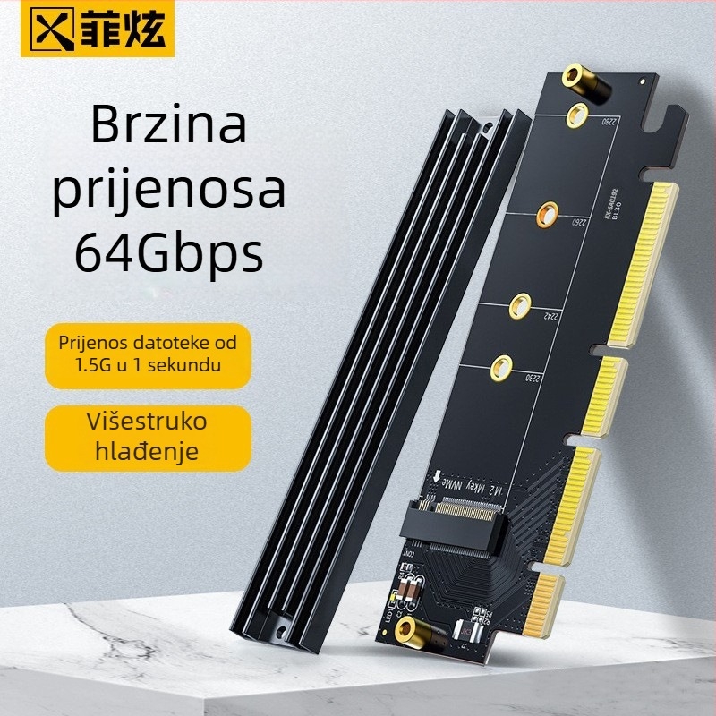 PCIe x16 na M.2 NVMe adapter kartica - Model X0094, PCIe 3.0/4.0 protokol, 6400 MB/s prijenos