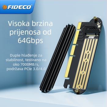 NVMe na PCIe proširna kartica za stolna računala – 3.0/4.0 na M.2 adapter, PCIe sučelje, 64Gbps prijenos, model NV1P