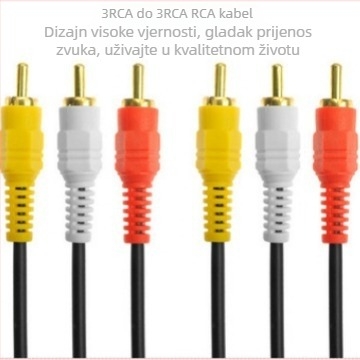 AV kabel 3 na 3 za DVD/set-top box, RCA crvena bijela žuta – trobojni video kabel s pozlaćenim bakrenim vodičem