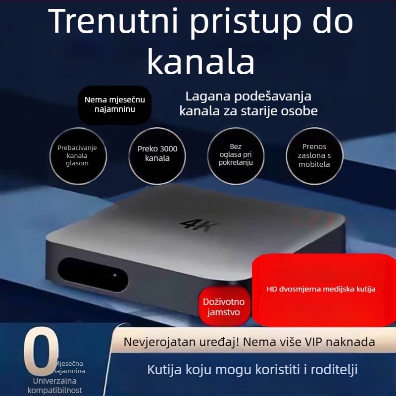 Android TV kutija s 4K izlazom, MV100 procesor, 1GB RAM, 8GB skladišta, HDMI, Wi-Fi i Bluetooth daljinsko upravljanje