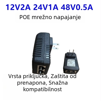 POE napajanje za mrežne uređaje s odabirom izlaza: 12V/15V/24V do 1A i 48V do 0,5A; pogodno za set-top box, switch i nadzornu kameru.